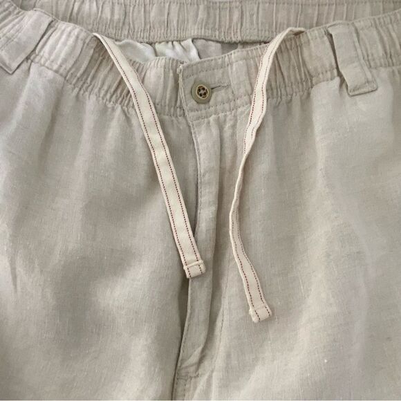 Caribbean Men’s 38 Linen Cargo Trousers Cream Relaxed Vacation Resort Cruise - Picture 13 of 14